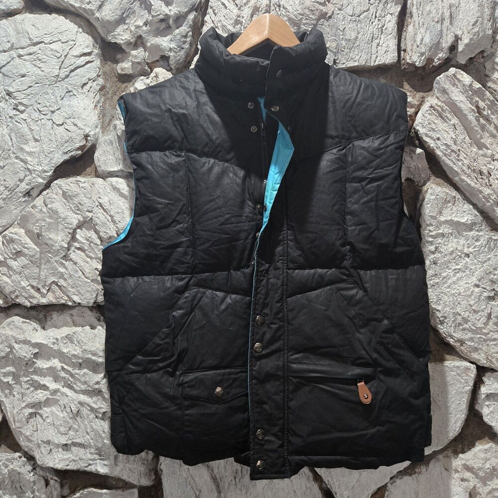 Vintage Brambilla Duck Down Puffer Vest Black & Blue Men's M